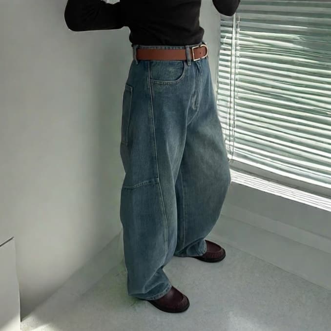 レディースジーンズパンツ　こなれワイドデニム