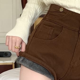 レディースジーンズパンツ もこもこ裏起毛デニムパンツ