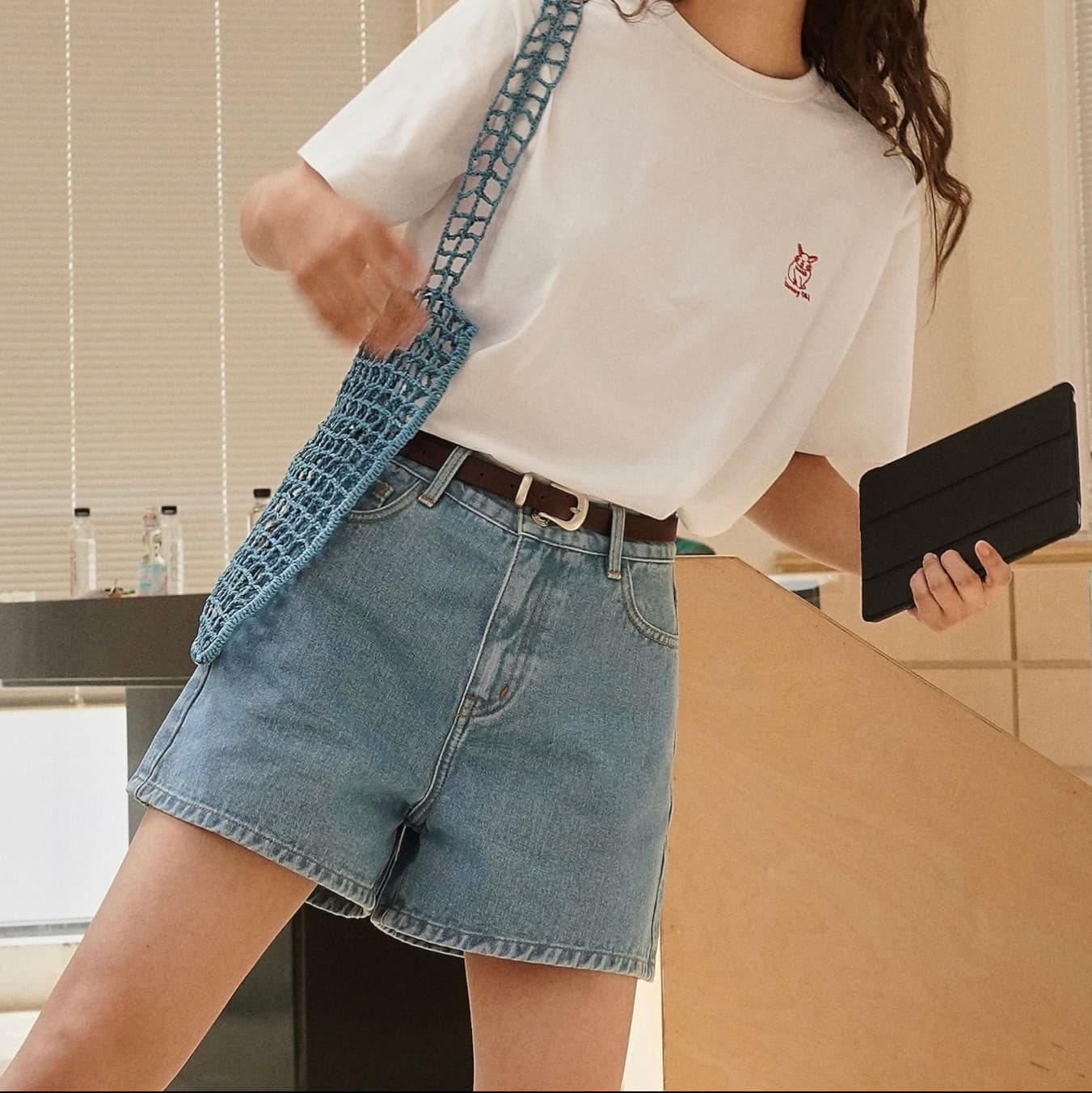 レディースジーンズパンツ クラシック ハイウエスト デニムショート