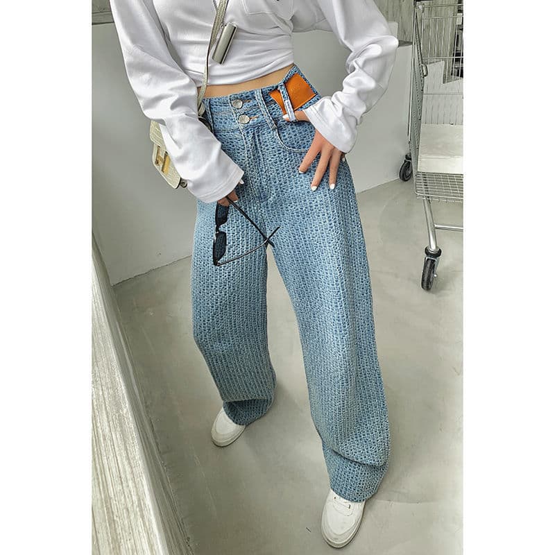 レディースジーンズパンツ クラシカル タック入り 高見え デニムパンツ