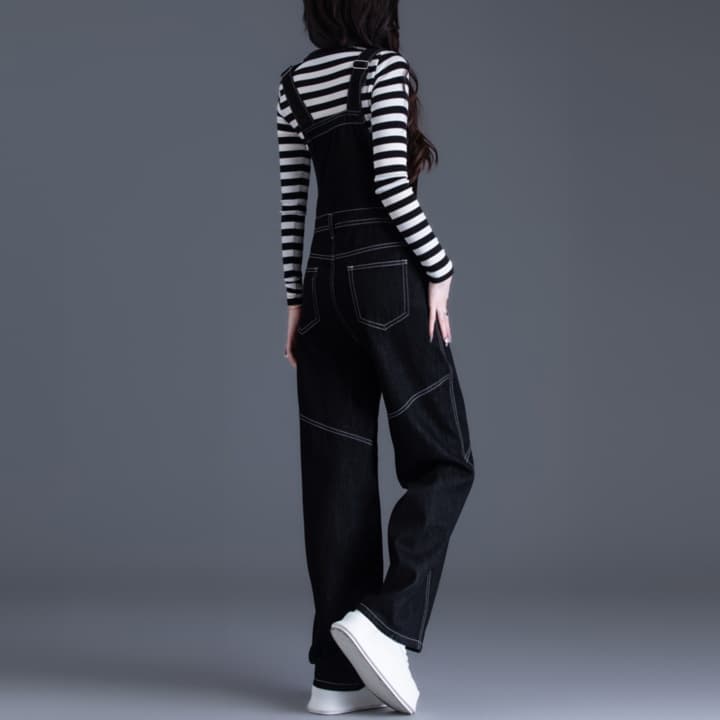 レディースジーンズパンツ シンプル大人カジュアルデニムサロペット