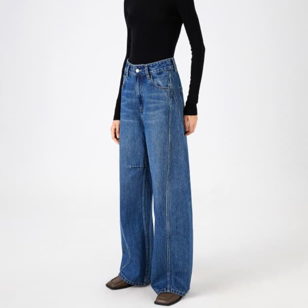 レディースジーンズパンツ バレルレッグデニムパンツ