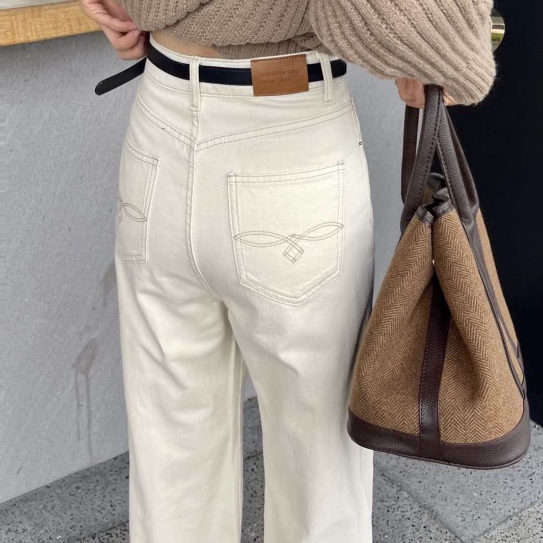 レディースジーンズパンツ リラックスフィット ハイウエストストレートデニム