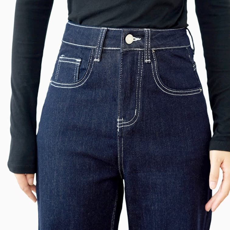 レディースジーンズパンツ すっきりとしたシルエットの美脚デニムパンツ