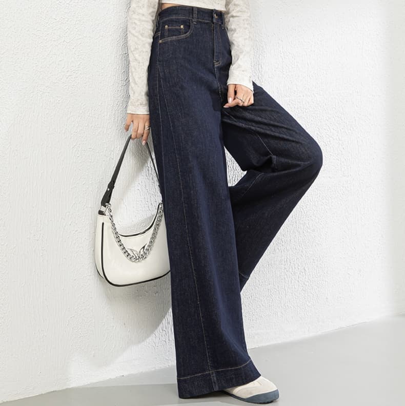 レディースジーンズパンツ クラシカルこなれワイドデニム