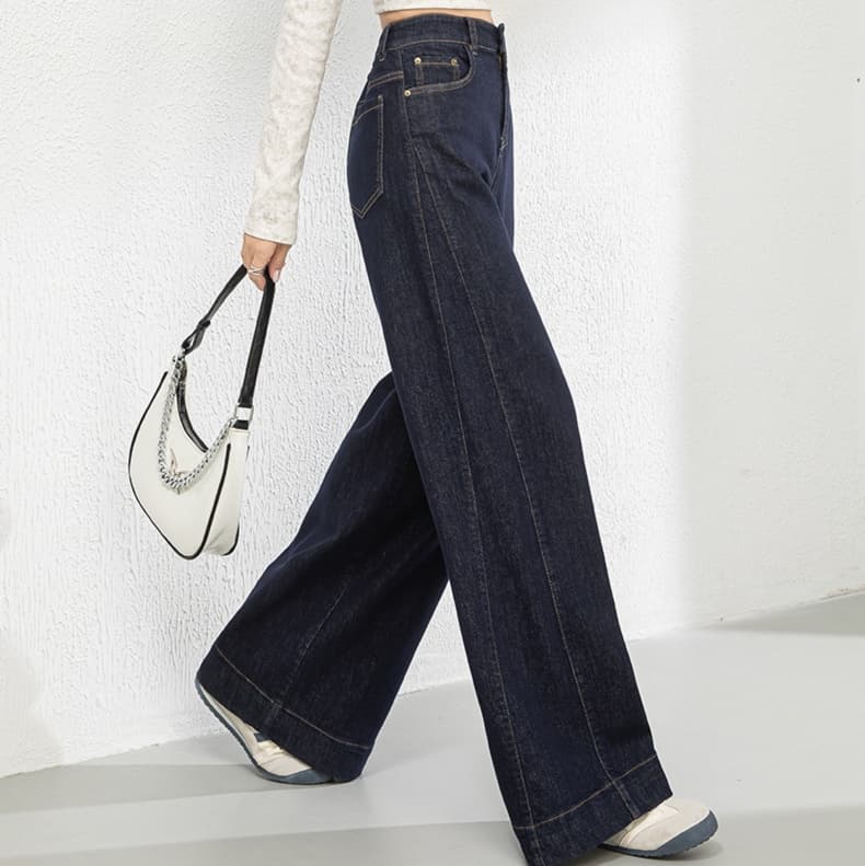 レディースジーンズパンツ クラシカルこなれワイドデニム