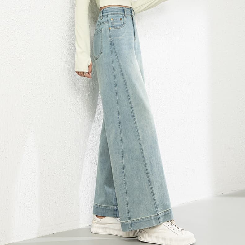 レディースジーンズパンツ クラシカルこなれワイドデニム