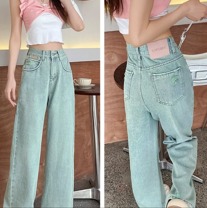 レディースジーンズパンツ 美脚ストレートデニムパンツ