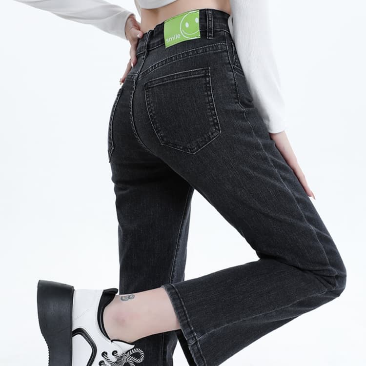 レディースジーンズパンツ 美脚ストレートデニムパンツ