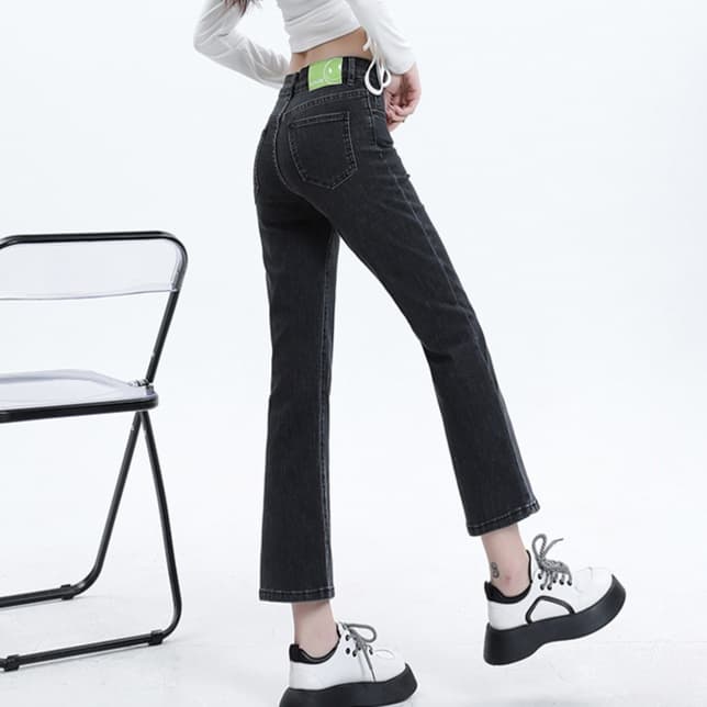 レディースジーンズパンツ 美脚ストレートデニムパンツ