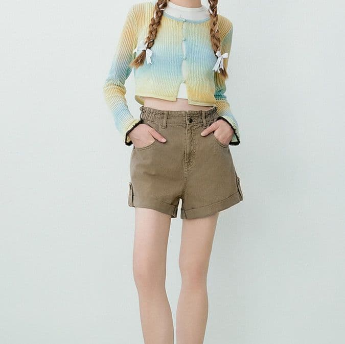 レディース ジーンズ ゆったりロールアップショートパンツ