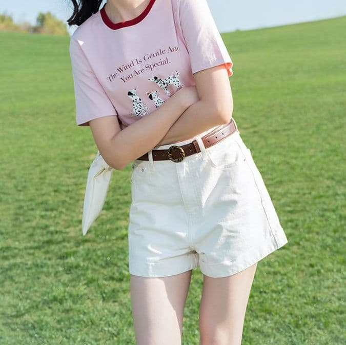 レディース ジーンズ ハイウエスト デニムショートパンツ