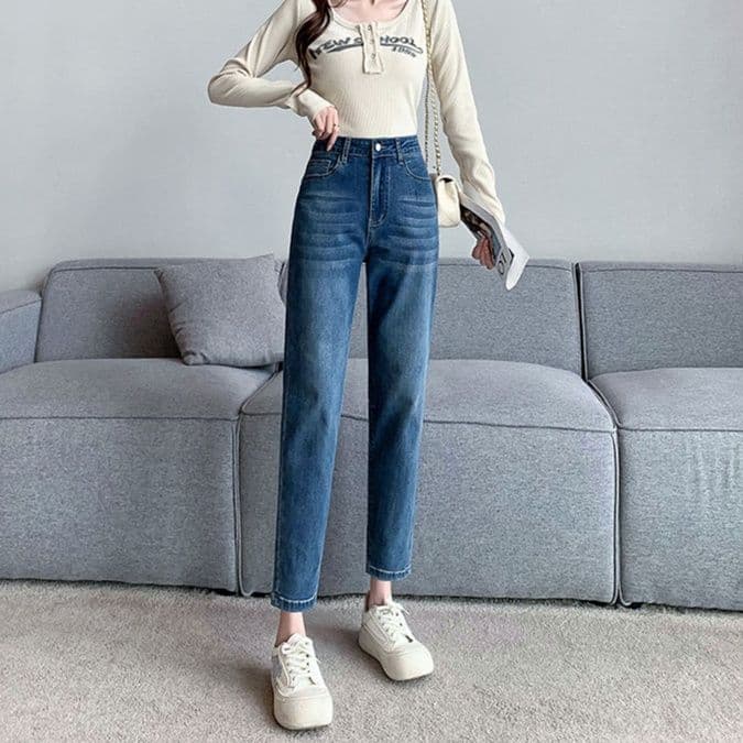 レディース ジーンズ すっきりシルエット ストレートデニム