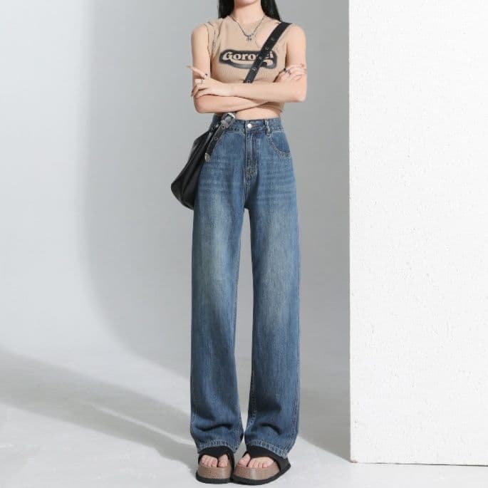 レディース ジーンズ すっきりシルエット ストレートデニム