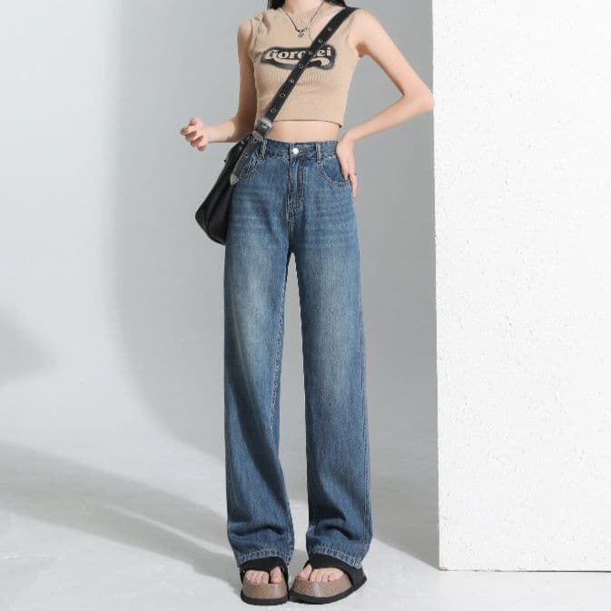 レディース ジーンズ すっきりシルエット ストレートデニム