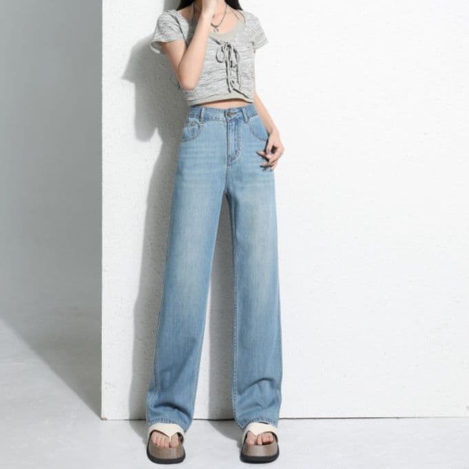 レディース ジーンズ すっきりシルエット ストレートデニム