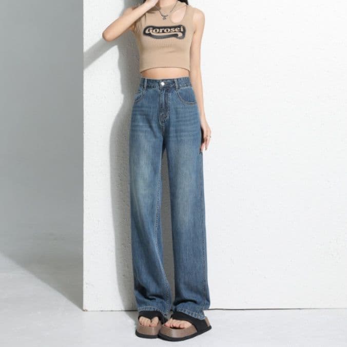 レディース ジーンズ すっきりシルエット ストレートデニム