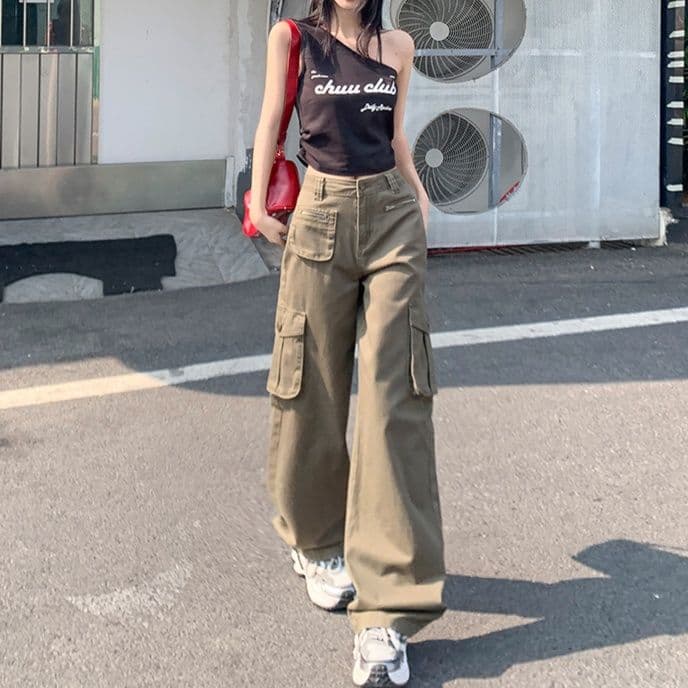 レディース ジーンズ ワイドシルエット カーゴパンツ