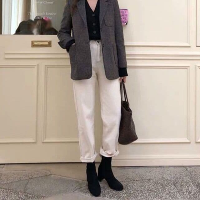 レディース ジーンズ ロールアップストレートデニムパンツ