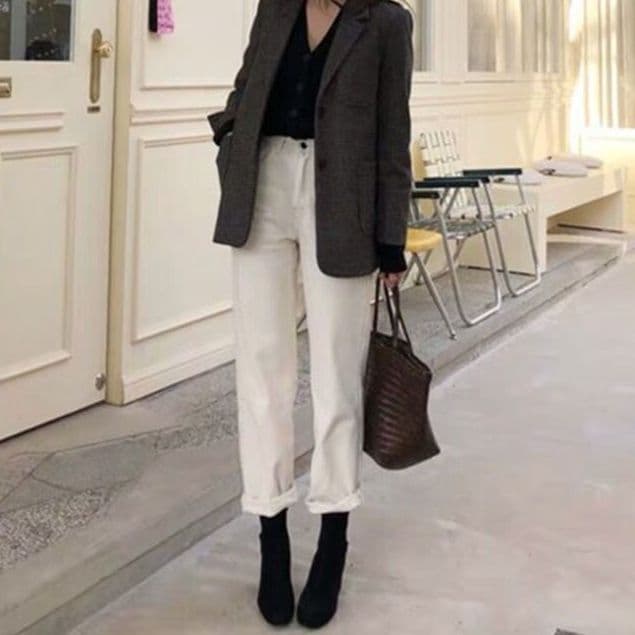 レディース ジーンズ ロールアップストレートデニムパンツ