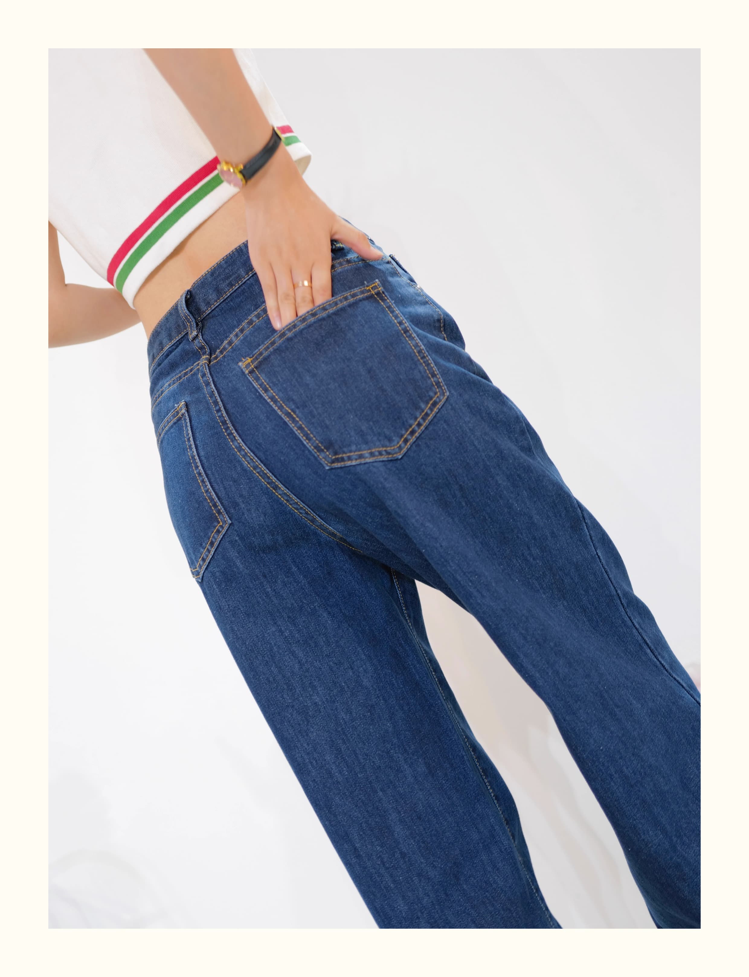 レディースジーンズパンツ ゆったりシルエット美脚デニムパンツ
