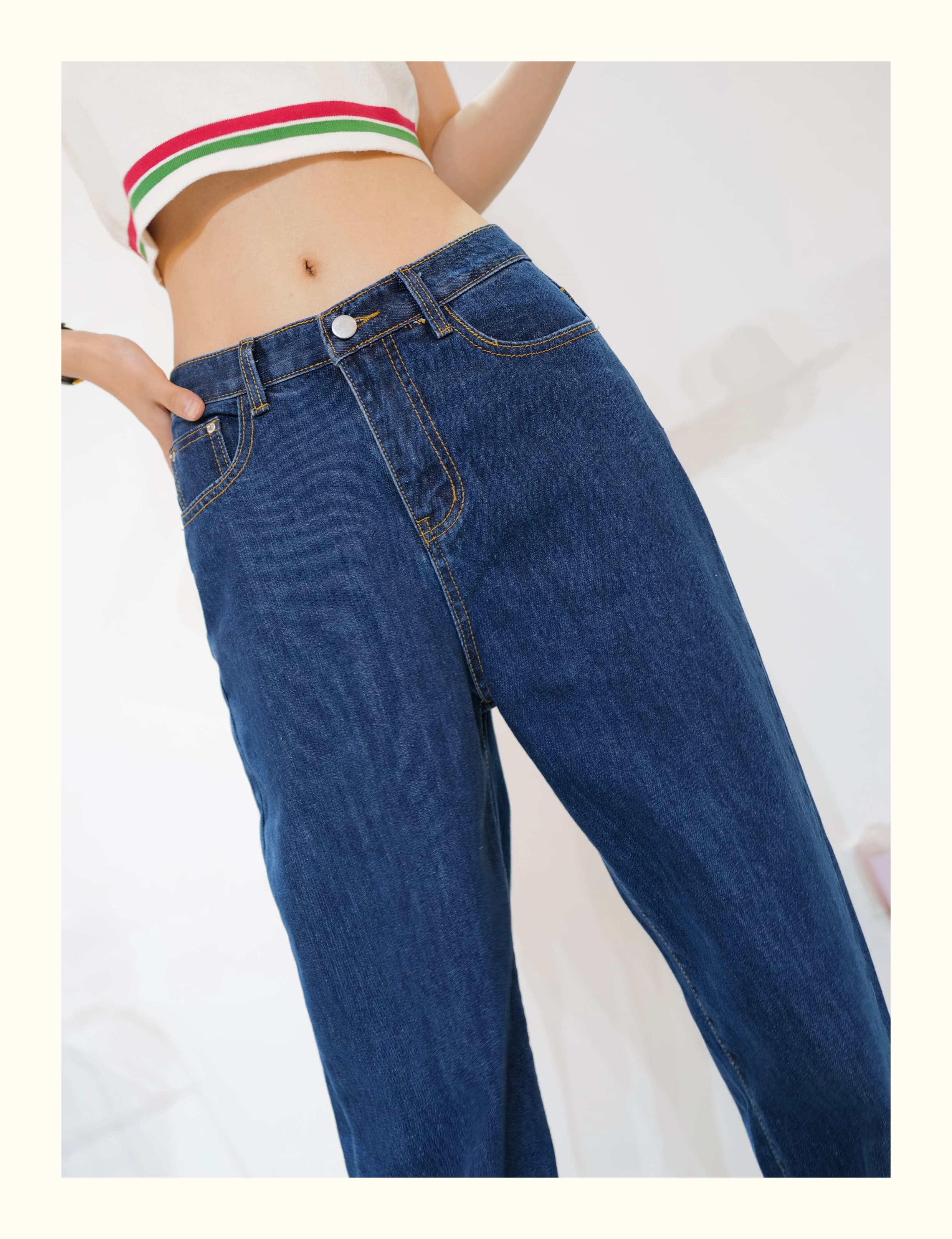 レディースジーンズパンツ ゆったりシルエット美脚デニムパンツ