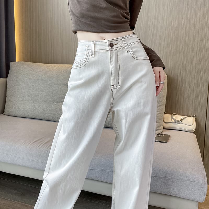レディースジーンズパンツ ゆったりシルエット デニムパンツ