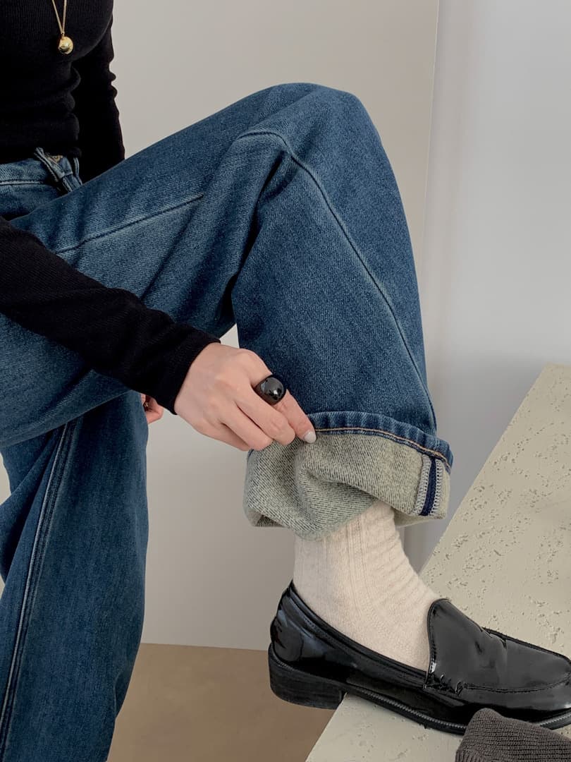 レディースジーンズパンツ ハイウエストゆったりデニムパンツ