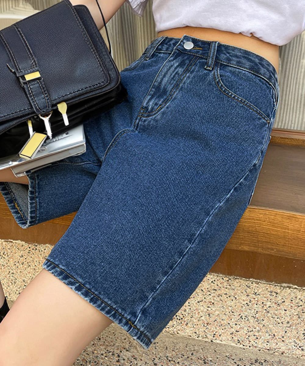 レディース ジーンズ ハイウエスト デニム ショートパンツ 美脚効果