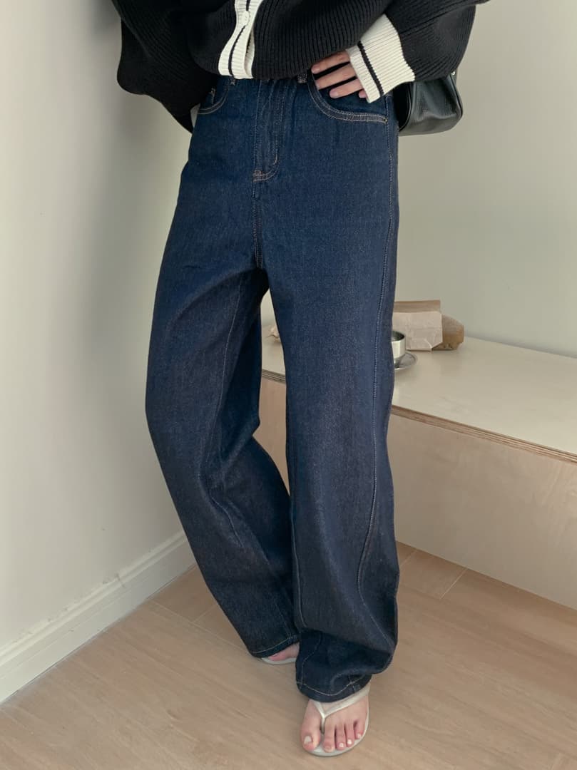 レディースジーンズパンツ ゆったりルーズストレートデニム