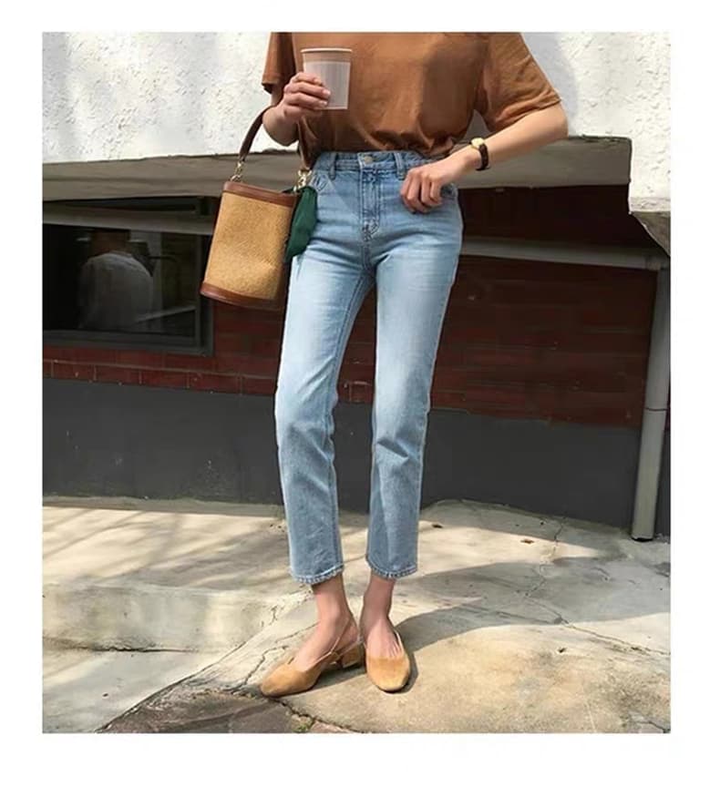 レディース ジーンズ スリムストレートデニムパンツ