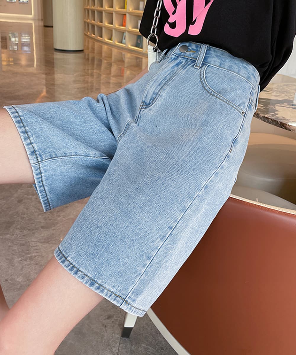 レディース ジーンズ ハイウエスト デニム ショートパンツ 美脚効果