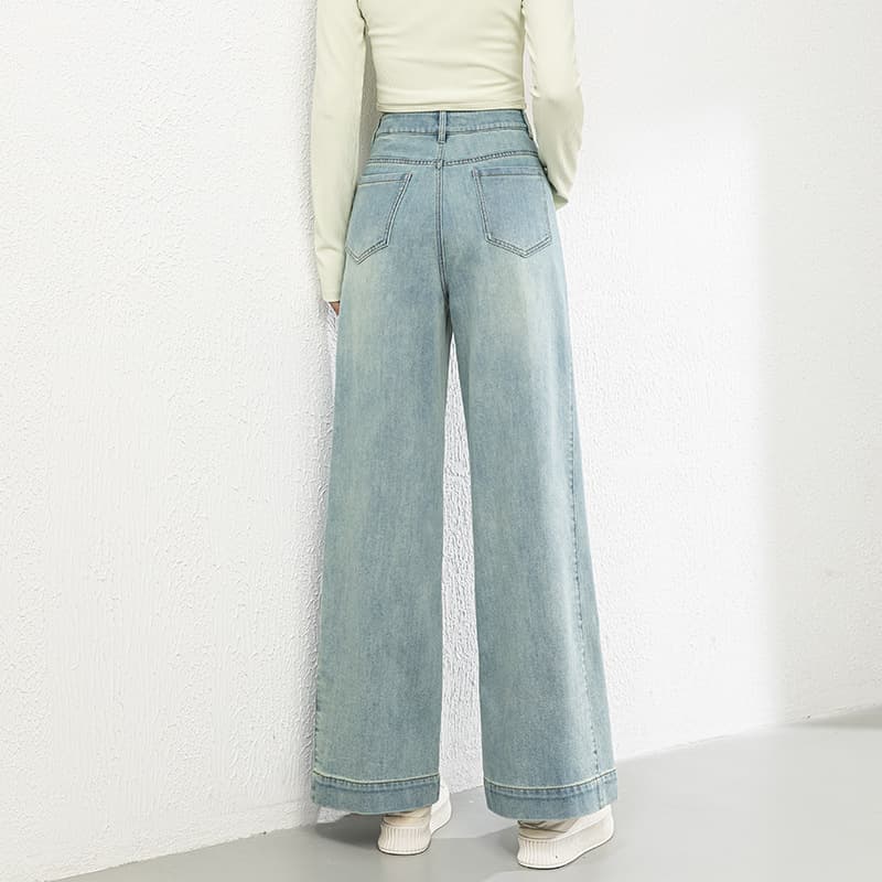 レディースジーンズパンツ クラシカルこなれワイドデニム