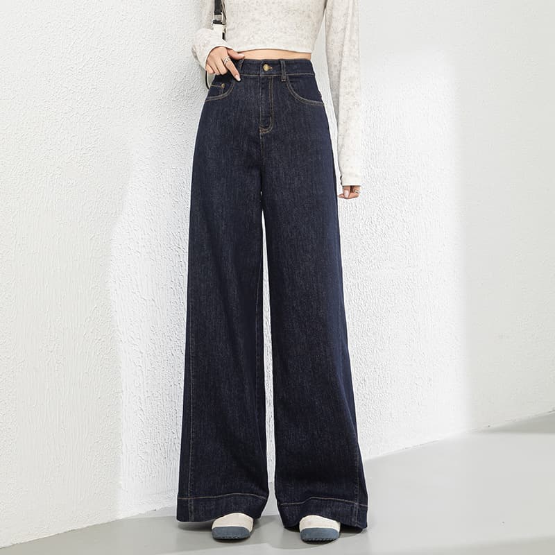 レディースジーンズパンツ クラシカルこなれワイドデニム