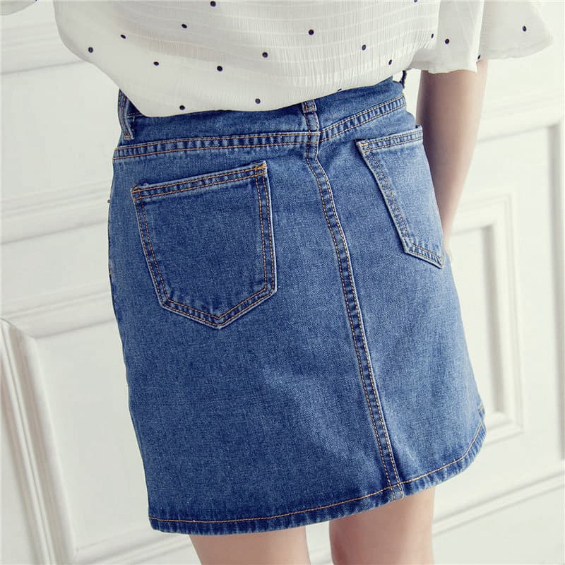 レディース ジーンズ シンプル台形デニムミニスカート