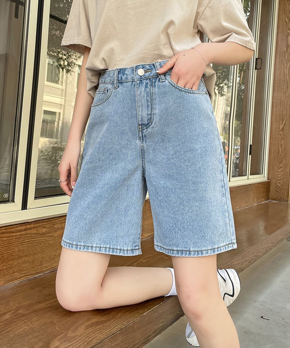 レディース ジーンズ ハイウエスト デニム ショートパンツ 美脚効果