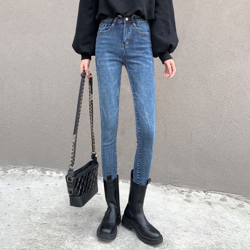レディース ジーンズ 美脚効果抜群ハイウエスト細身デニムパンツ