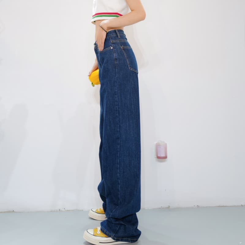 レディースジーンズパンツ ゆったりシルエット美脚デニムパンツ