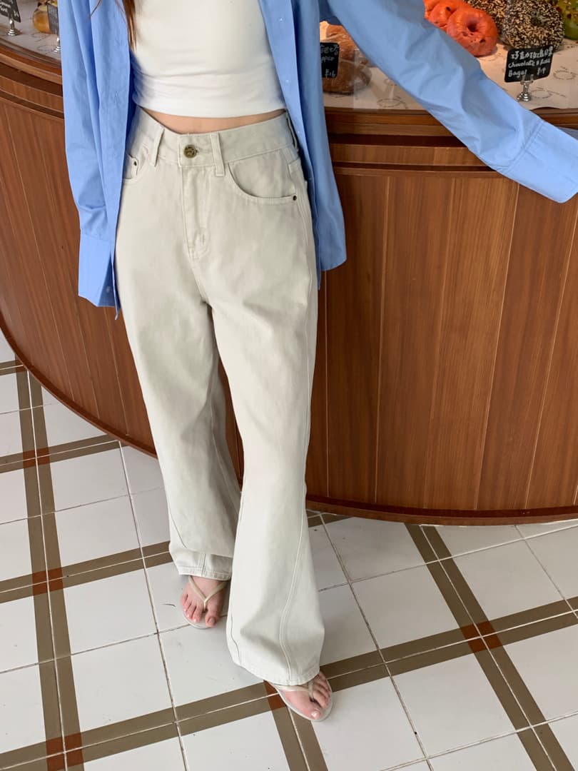 レディースジーンズパンツ ゆったりルーズストレートデニム