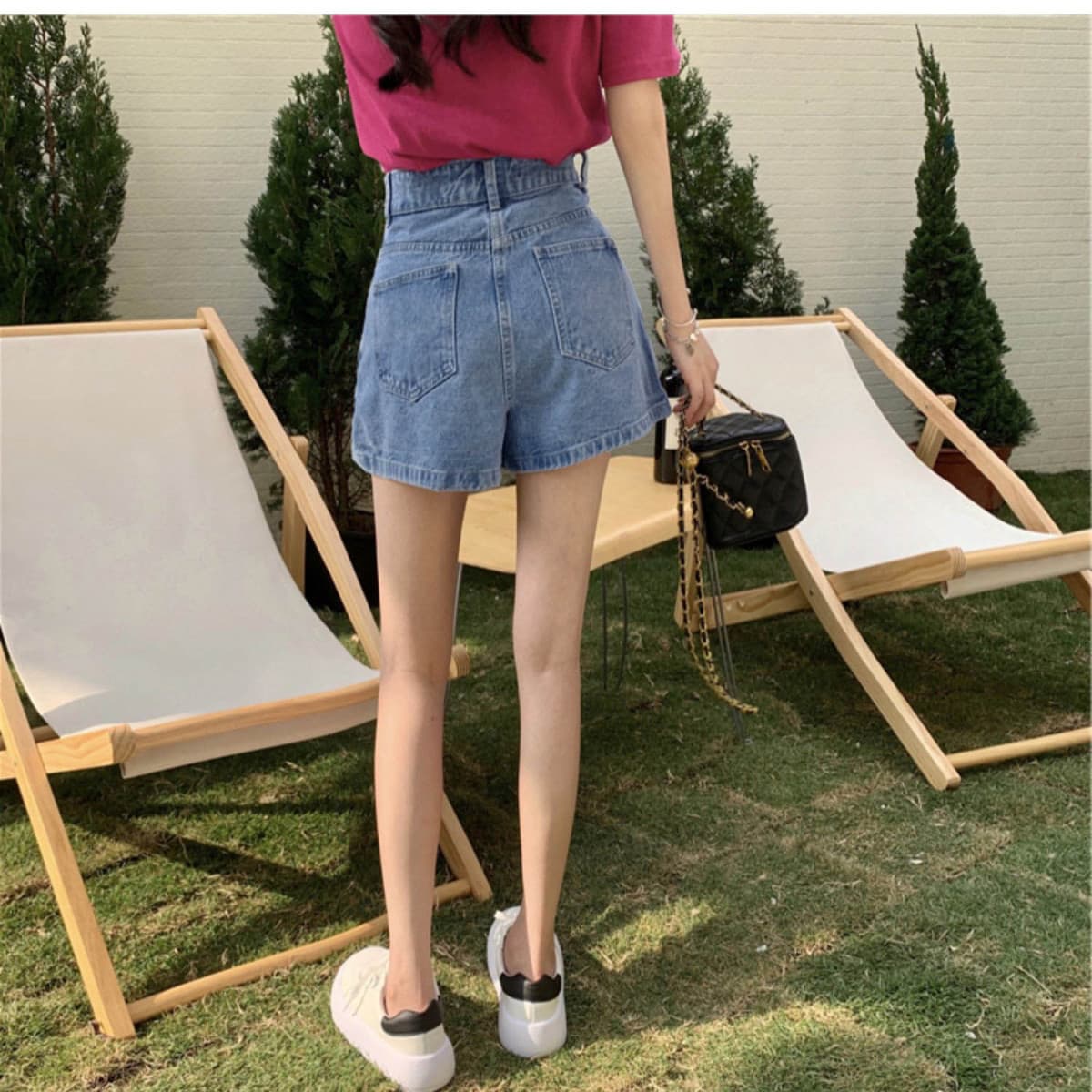 レディースジーンズパンツ フロントボタン台形デニムスカート