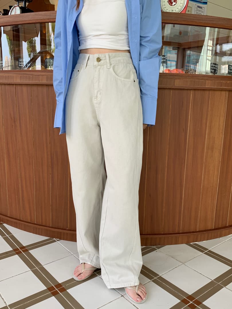 レディースジーンズパンツ ゆったりルーズストレートデニム