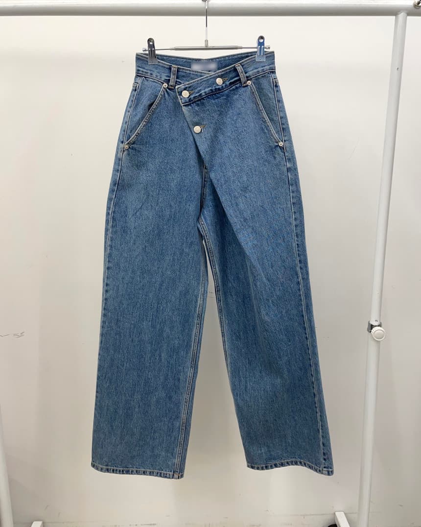 レディースジーンズパンツ ゆったりシルエット デニムワイドパンツ