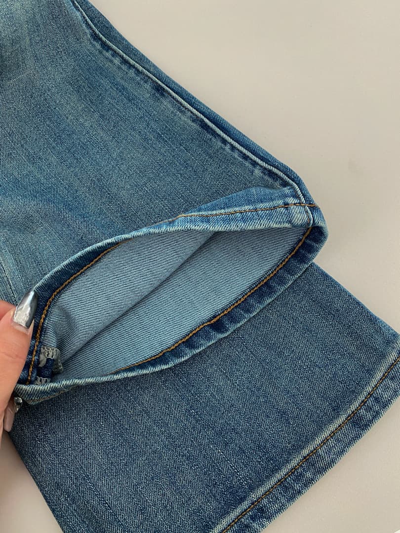 レディースジーンズパンツ レトロ風フレアデニム