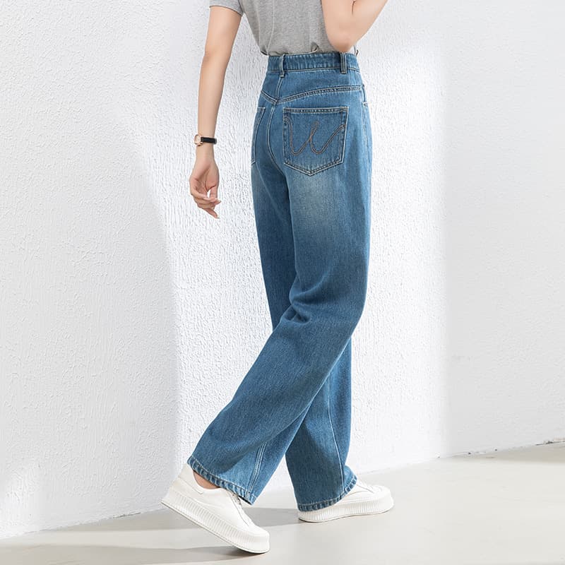 レディースジーンズパンツ ゆったりシルエット リラックスデニム