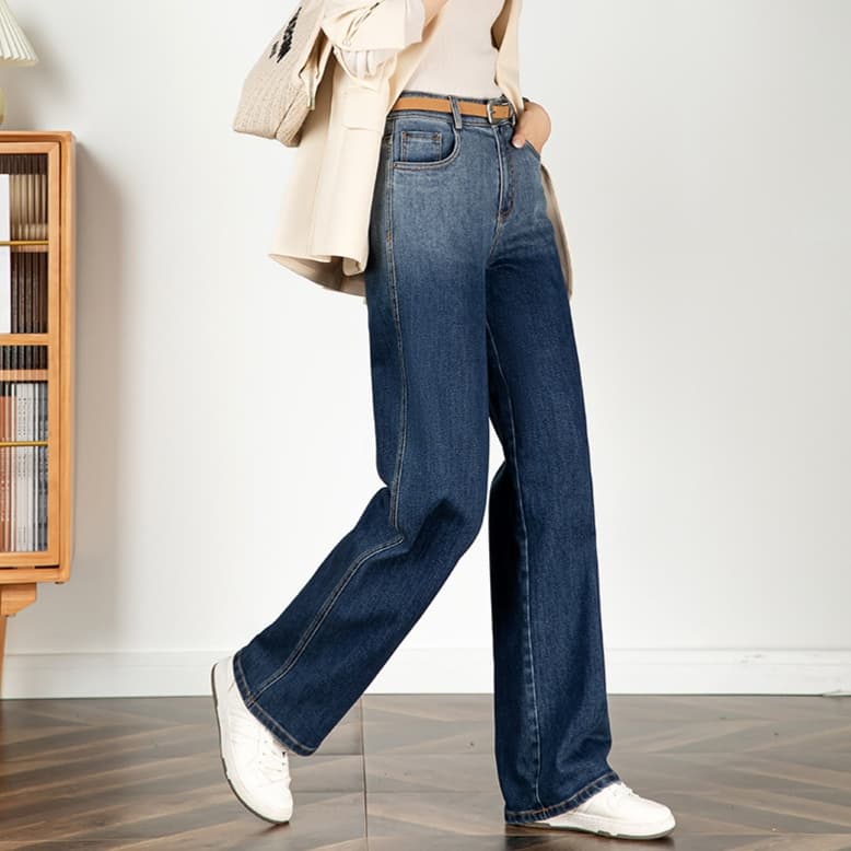 レディースジーンズパンツ ストレートデニムパンツ