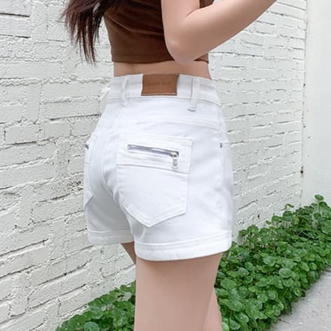 レディースジーンズパンツ すっきりシルエット デニムショートパンツ