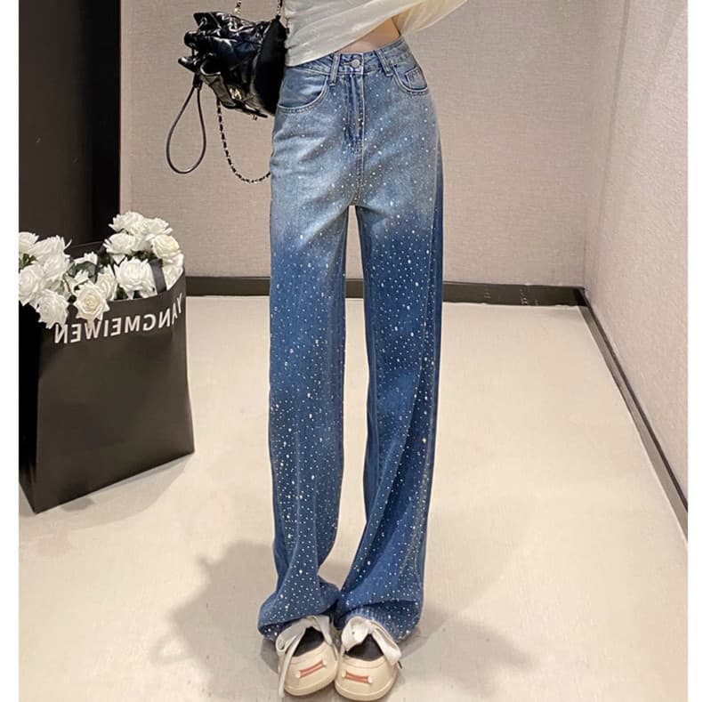 レディースジーンズパンツ キラキラグラデーションデニム