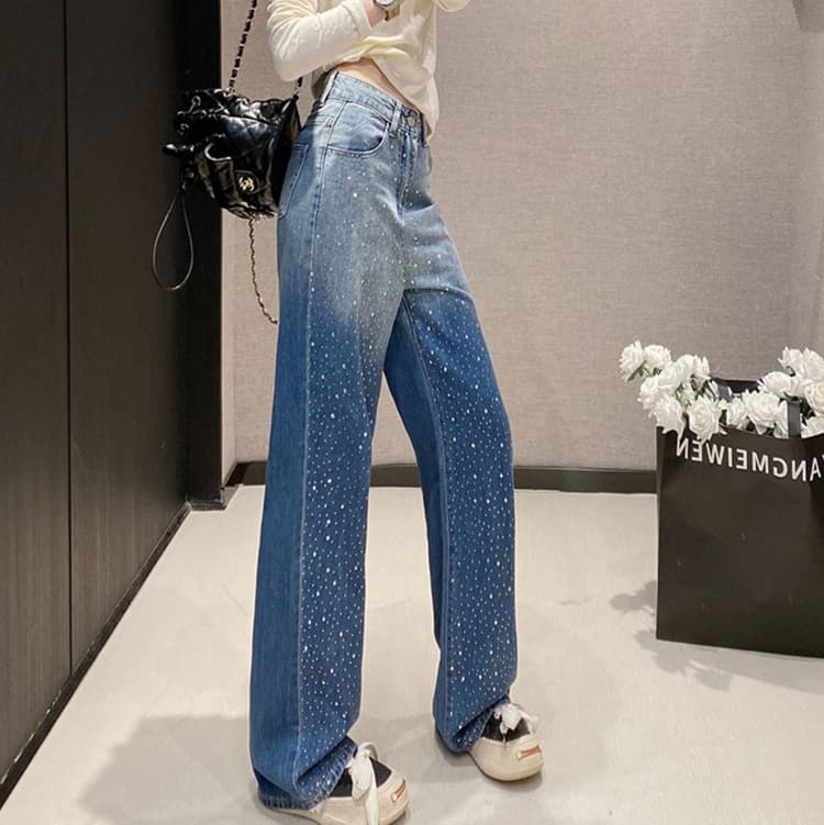レディースジーンズパンツ キラキラグラデーションデニム