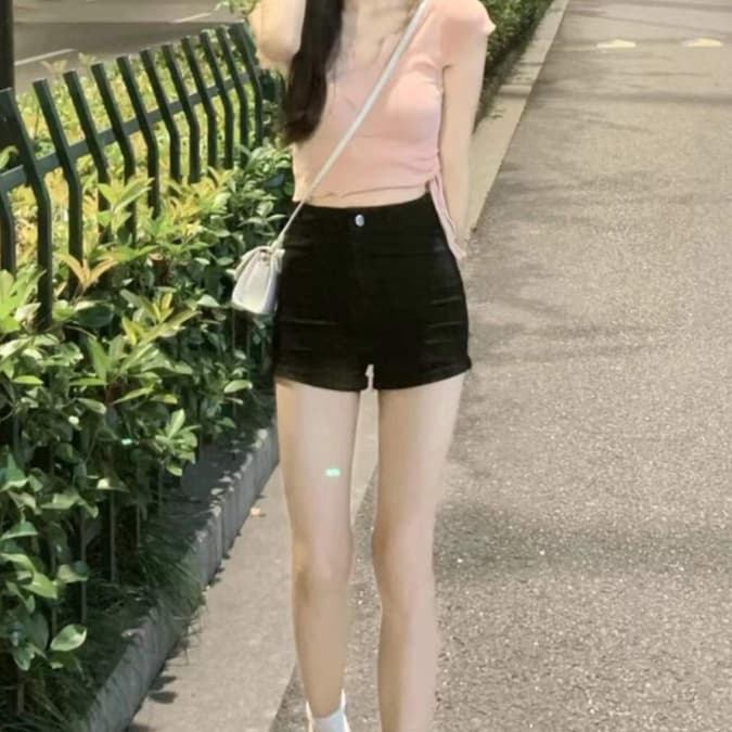 レディースジーンズパンツ レディースジーンズ美脚ショートパンツ