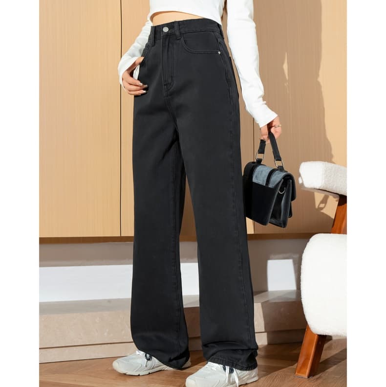 レディースジーンズパンツ ゆったりシルエット美脚デニムパンツ